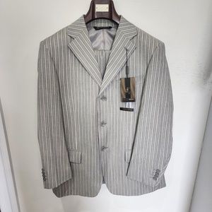 NWT PRONTO MONDO ITALIA GRAY/OFF-WHITE STRIPED SUIT- SIZE30S